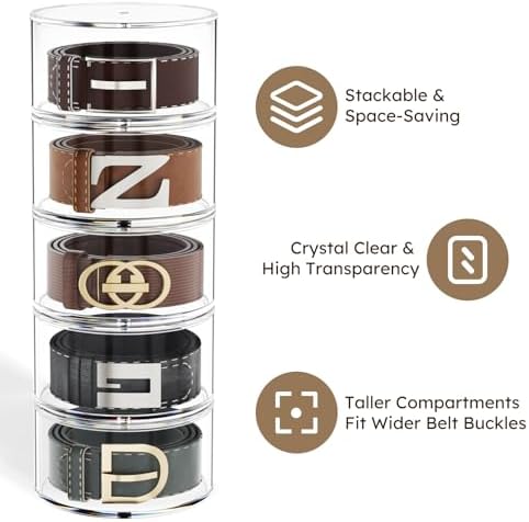 FEMELI Acrylic Belt Storage Organizers For Closet 5-Layer Clear Belt Holder - Image 5
