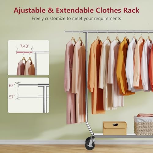 Tajsoon Clothing Rack Collapsible, Garment Clothes Rack Heavy Duty, Chrome - Image 2