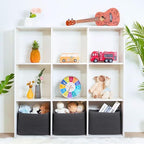 MINTWOOD Design 3-Pack Decorative Woven Storage Baskets for Shelves, Cube Bin Box for Organizing Books, Shoes, Dog Toys, Pantry Closet and Living Room Organizer, Charcoal / Black - Image 4