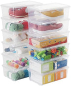 Stackable Plastic Storage Shoebox, BPA-Free Nestable Container with Latching Lid to Organize Shoes, See-Through Box for Home and Office, Multi-Purpose Clear Bins (12 Pack 6 Quart) by OMNISAFE