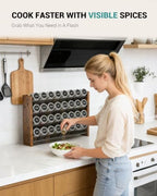 Spice Rack Organizer with 32 Glass Jars, for Cabinet Wall Mount Countertop - Image 4