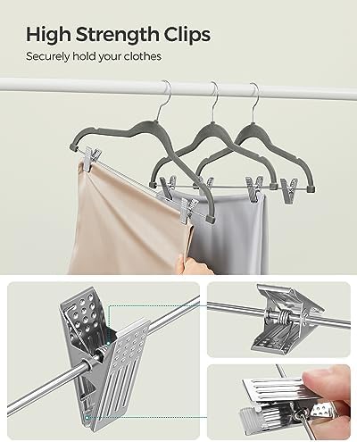 SONGMICS 20-Pack Pants Hangers, Velvet Hangers with Adjustable Clips - Image 7