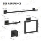 TQKAG Matte Black Bathroom Hardware Accessories Set 10 Pieces, 23.6" SUS304 Stainless Steel Towel Bar Set Wall Mounted Includes Single Towel Bar, Towel Ring, Toilet Paper Holder, Double Towel Hooks - Image 6