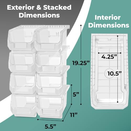 Sorbus Clear Stackable Storage Bins 8 Pack – Open Front Plastic Stackable Pantry Organizer Bins for Pantry Snack Organizer, Closet, Garage & Office, 5.5"W x 11"D x 5"H - Image 3