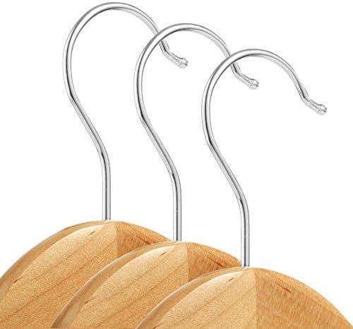 Casafield - 20 Natural Wooden Suit Hangers - Premium Lotus Wood with Notches & Chrome Swivel Hook for Dress Clothes, Coats, Jackets, Pants, Shirts, Skirts - Image 2