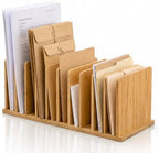 Suzile Bamboo File Mail Organizer for Desk, 10 Slot Vertical File Sorter,Letter Sorter, Desktop Mail Holder, Wooden Office Desk Organizer Countertop Paper Holders for Documents, Envelope by Suzile