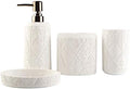 Hymmah Bathroom Accessories Set,Toothbrush Holder,Farmhouse Decor,4 Pcs Resin Gift Apartment Necessities, Contain Toothbrush Cup,Soap Dispenser & Dish,Tumbler by Hymmah