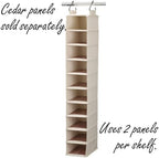 Household Essentials Hanging Shoe Organizer, 10 Wide Cubbies with Cedarline Pockets, Heavy-Duty Cotton Canvas, Removable and Industrial Hooks, Natural - Image 5