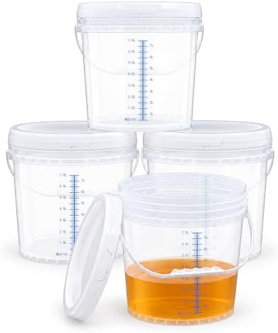 4 Pack 2.5 Gallon Food Storage Containers Plastic Buckets with Lid, Clear by METAPACK