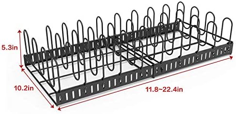 Expandable Food Container Lid Organizer,Large Capacity Adjustable 8 Dividers Detachable Lid Organizer Rack for Cabinets, Cupboards, Pantry Shelves, Drawers Keep Kitchen Tidy,Black 10.2”wide,3.6 Pound. - Image 6