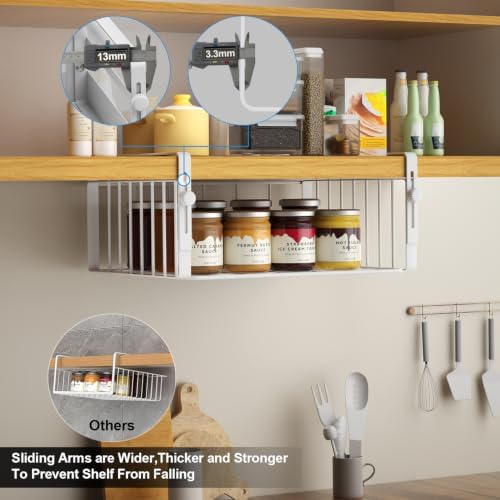 AmonHouseware 2Pack Under Shelf Basket Storage,Adjustable Hanging,White - Image 4