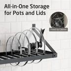 KES 75 lb High-Capacity Pot Rack Wall Mounted with Pot Lid Holder 34 Inch - Image 6