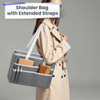 File Organizer Box, Portable Tote Bag Hanging Filing Box Desktop File Folder Document Storage Organizer with Pockets and Handles - Image 5