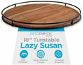 BIRDROCK HOME 18” Wooden Lazy Susan - Espresso - Iron Edges - Table Top Turntable - Cabinet or Pantry Organizer - Decorative Spice Rack Medicine Cleaning Spinning Table - Wood by BIRDROCKHOME