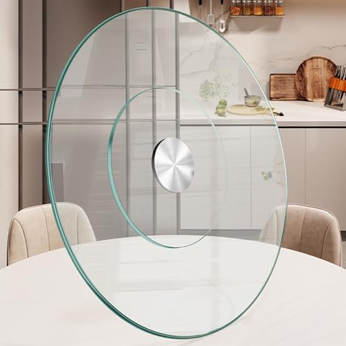 Lazy Susan 30.7 inch Glass Turntable Dining Table Large Round Serving Plate Tabletop Rotating Tray with Swivel Assist System Silent & Smooth Spin (78cm / 30.7in) by Fansile