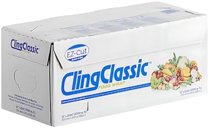 Cling Classic Plastic Wrap 12 in x 2000 ft Food Stretch Film Roll Clear ZipSafe Blade Cutter Easy to Cut Dispenser PVC BPA-Free Microwave & Freezer Safe Seal Home Commercial Use (12" x 2000') - Image 6