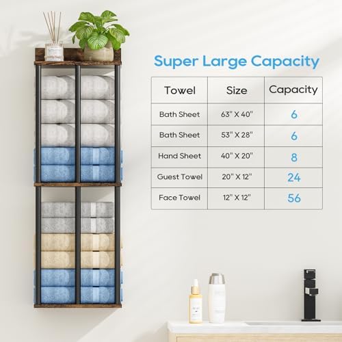 Towel Racks for Bathroom Wall Mounted with Wooden Storage Shelf - Image 3