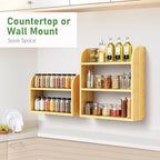 ROMGUAR CRAFT 3 Tier Bamboo Spice Rack Countertop or Wall Mounting, Natural - Image 4