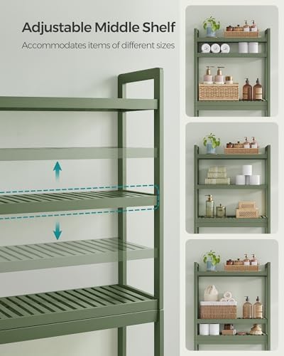 SONGMICS 3-Tier Bamboo Over The Toilet Storage, Adjustable Shelf, 66.9''H - Image 4