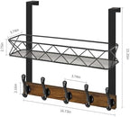 YINMIT Over The Door Hooks Organizer, Over The Door Hanger with Basket, Over The Door Towel Rack with 5 Metal Hooks, Over Door Hanger for Bathroom, Bedroom, Kitchen - Image 5