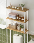 LiSHELF Bamboo Over The Toilet Storage Shelf 3-Tier Bathroom Organizer Rack Freestanding Above Toilet Shelves Space Saver for Small Bathroom, Laundry, White - Image 3