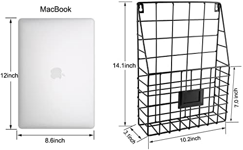 Storage Racks, Metal Wire Wall Mounted Magazine Holder, Wall Hanging Organizer holder for Files, Newspapers, Magazines with Tag Slot for Office, Home Organization, Black - Image 6