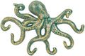 Sungmor Cast Iron Key Holder for Wall, Green Octopus Hanger with 6 Hooks, by Sungmor