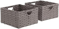 Seville Classics Premium Handwoven Portable Laundry Bin Basket with Carrying Handles, Household Storage for Clothes, Linens, Sheets, Gray, Rectangular (2-Pack) by Unknown
