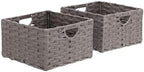 Seville Classics Premium Handwoven Portable Laundry Bin Basket with Carrying Handles, Household Storage for Clothes, Linens, Sheets, Gray, Rectangular (2-Pack) by Unknown