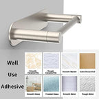 Adhesive Toilet Paper Holder Brushed Nickel Bathroom Double Post Pivoting Toilet Tissue Holder Roll Holder Stick On No Drilling Stainless Steel and Zinc Alloy - Image 6