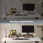 FITUEYES Dual Monitor Stand Riser, Adjustable Length and Angle, Brown - Image 4