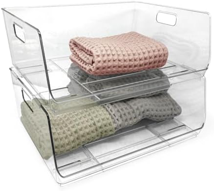 Isaac Jacobs 2-Piece (16" x 12" x 6.1") X-Large Wide Stackable Bins - Image 2