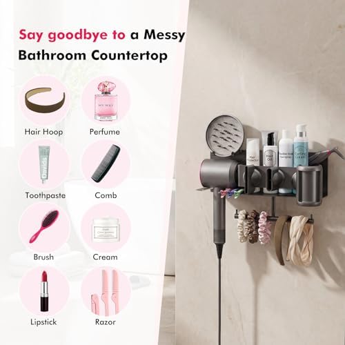 Hair Dryer Holder Wall Mounted for Dyson, Hair Tools Organizer with Magnetic Attachment Storage, Blow Dryer Holder for Hair Styling Tools & Accessories Organizer, Bathroom Salaon - Image 6