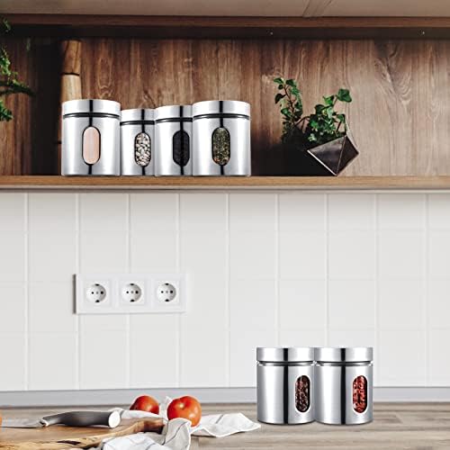 Mimorou 6 Pack 20 oz Stainless Steel Kitchen Canisters with Window, Silver - Image 5