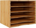 Bamjoy Bamboo 5 Tier Desktop Organizer, Paper Organizer Mail Sorter, File Holder Letter Document Storage with Adjustable Shelves for School Home Office, Natural by Bamjoy