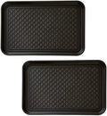 All-Weather Boot Tray 2-Pack - Water-Resistant Plastic Mud Pans, Pet Food Mats, and Outdoor or Indoor Shoe Mat for Entryway by Stalwart (Black) by Stalwart