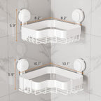 LEVERLOC Corner Shower Caddy Suction Cup, Shower Shelves With Hook, White - Image 3