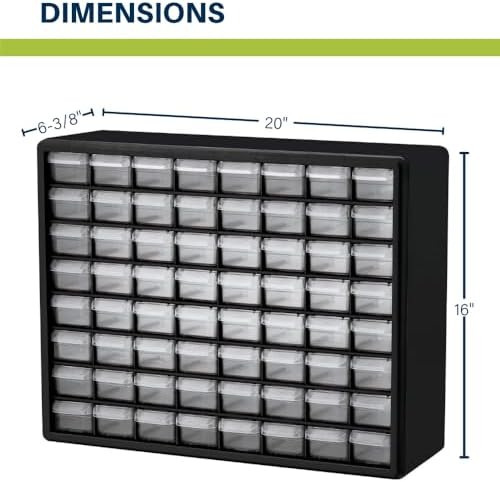 Akro-Mils 64-Drawer Plastic Drawer Storage Cabinet for Garage Organization, Bead Organizer, Building Bricks Storage, Teacher Toolbox, Makeup Organizer, 20-Inch W x 6-Inch D x 16-Inch H, 10164 Red - Image 3