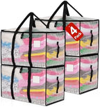 Moving Bags Heavy Duty Extra Large, Alternative for Moving Boxes & Moving Supplies,Clear Storage Bins with Lids, Plastic Packing Tote, Storage Bags for Clothes with Handles & Zippers(Clear, 4Pack) by Unknown