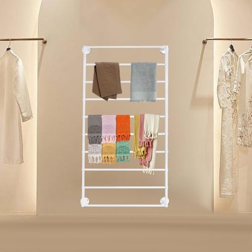 10 Tier Wall Mounted Rack,Scarf Display Stand,Belt Pants Hangers Scarves Hijab Stand, Towel Rack Ribbon Holder,Wrapping Paper Spool Storage for Retail Store - Image 5