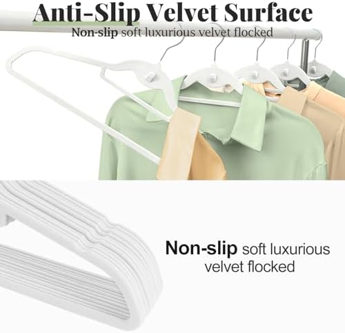 Velvet Felt Stackable Hangers 50 Pack, Thin & Space Saving, White - Image 6