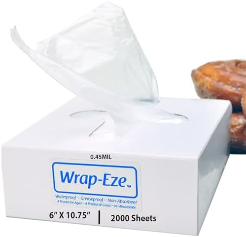 Wrap-Eze® HDPE Pop-Up Sheet 0.45Mil, 6" X 10.75" & 2000 Sheets | Greaseproof & Waterproof | 2000 Sheets/Case with 10 Pop-Up Dispenser Packs | Cost-Effective Pick-Up, Scale & Basket Liner Sheet by Omranii