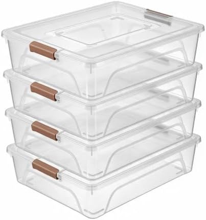 novelinks 10 Quart Clear Plastic Storage Containers with Lids (4 Pack) by novelinks