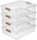 novelinks 10 Quart Clear Plastic Storage Containers with Lids (4 Pack) by novelinks