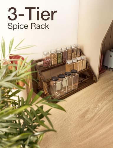 Tinamo Acacia Wood Spice Rack, 3-Tier Spice Rack Organizer for Countertop - Image 5
