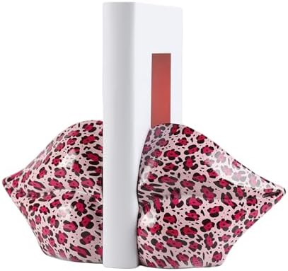 Unique Leopard Print Lip Bookends for Home Living Room Decor by MICDESBA