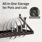 KES 75lb High-Capacity Oil Bronze Pot Rack Wall Mounted with Pot Lid Holder - Image 6