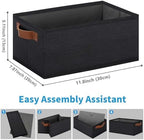 GhvyenntteS Small Fabric Storage Bins 12 Pack, 11.8" x 7.87" x 5.11" Storage Basket with Leather Handles, Closet Storage Bins for Shelves, Storage Baskets for Shelves, DVD Storage (Black) - Image 2