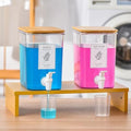RoleDes Liquid Laundry Detergent Dispenser Set with Shelf and Bamboo Lids for Laundry Room Organization and Storage - 2 Pack 96 oz Laundry Containers for Laundry Soap, Fabric Softener by DesignedManufacturedbyRoleDes