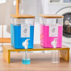 RoleDes Liquid Laundry Detergent Dispenser Set with Shelf and Bamboo Lids for Laundry Room Organization and Storage - 2 Pack 96 oz Laundry Containers for Laundry Soap, Fabric Softener by DesignedManufacturedbyRoleDes
